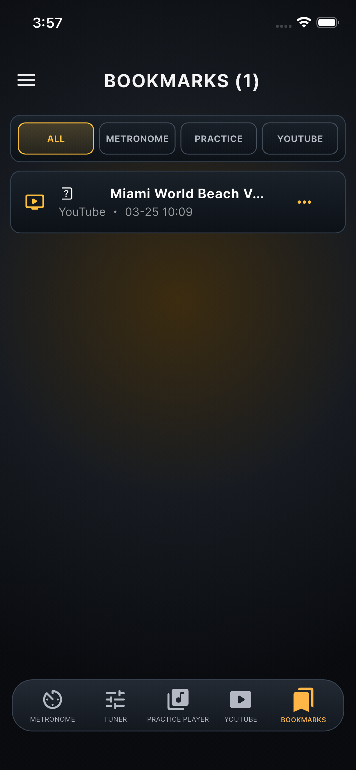 Band Mate bookmarks screen